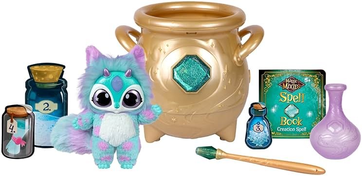 Magic Mixies - Magical Real Misting Gold Cauldron with 8 Inch Non-Electronic Plush Toy. Follow The Spell Book Add The Magic Ingredients. Who Will You Magically Create? - Product Image