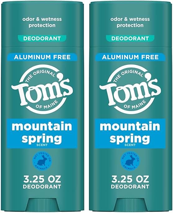 Tom’s of Maine Mountain Spring Natural Deodorant for Men and Women, Aluminum Free, 3.25 oz, 2-Pack - Product Image