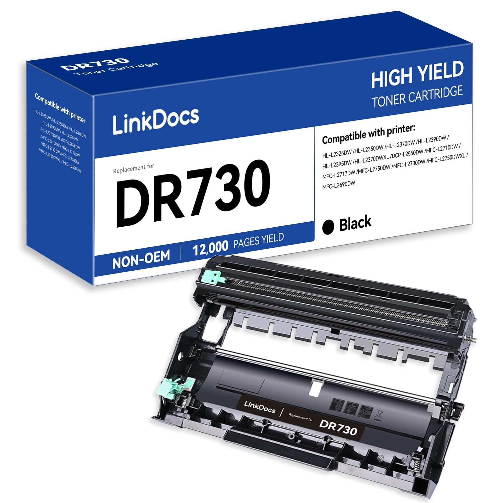 LinkDocs DR730 Drum Unit Replacement for Brother DR-730 Used with Brother HL-L2350DW HL-L2395DW HL-L2390DW HL-L2370DWXL MFC-L2750DW MFC-L2710DW DCP-L2550DW Printer (Not Toner) - Product Image