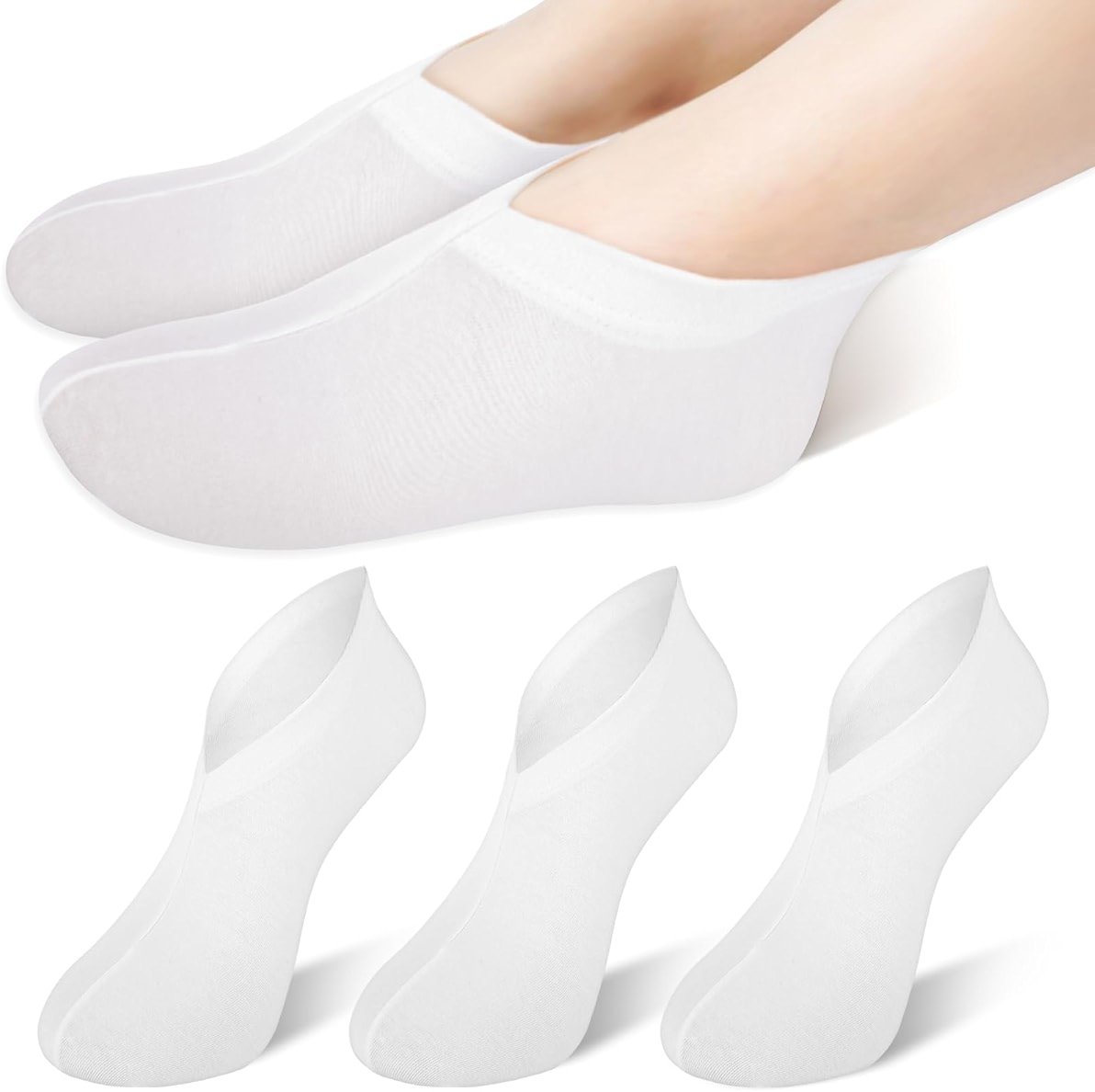 3 Pairs Moisturizing Socks Overnight, Spa Socks for Dry Feet, Cotton Moisture Enhancing Sock, Lotion Sock for Cracked Heel Repair, Cosmetic Moisturizing Sockss for Women White - Product Image