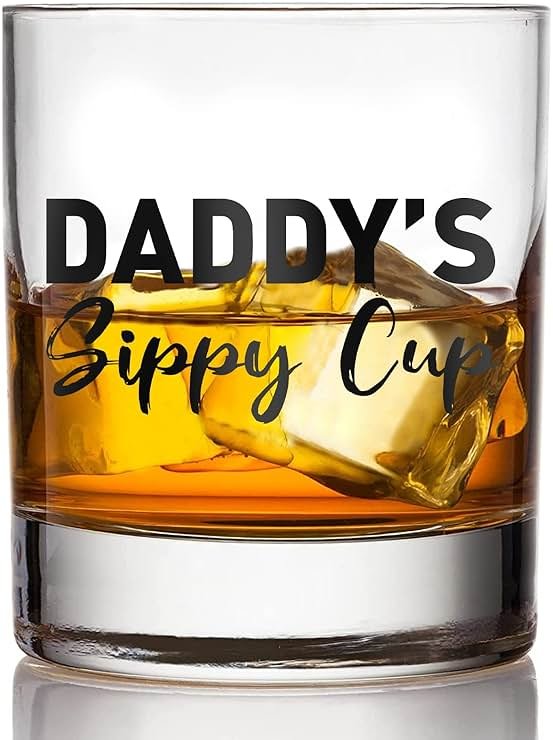 COVLUROTO Fathers Day Dad Gifts from Daughter Wife - 11 OZ Whiskey Glass for New Dad Husband Boyfriend Men - Birthday Christmas Funny Gag Gift Ideas - Bourbon Scotch Presents for Expecting Father - Product Image