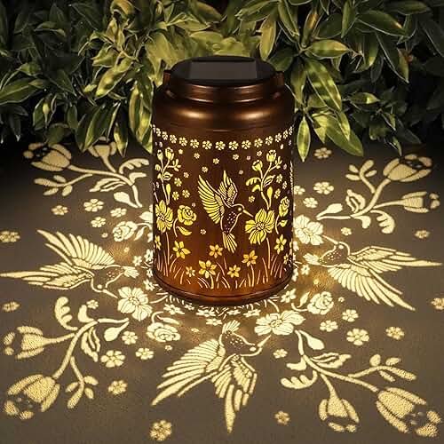 Solar Lanterns Outdoor Waterproof Hummingbird Garden Decor Gifts for Women Mom Grandma Hanging Solar Lights Metal Solar Decoration Outside for Yard, Patio, Backyard, Porch - Product Image