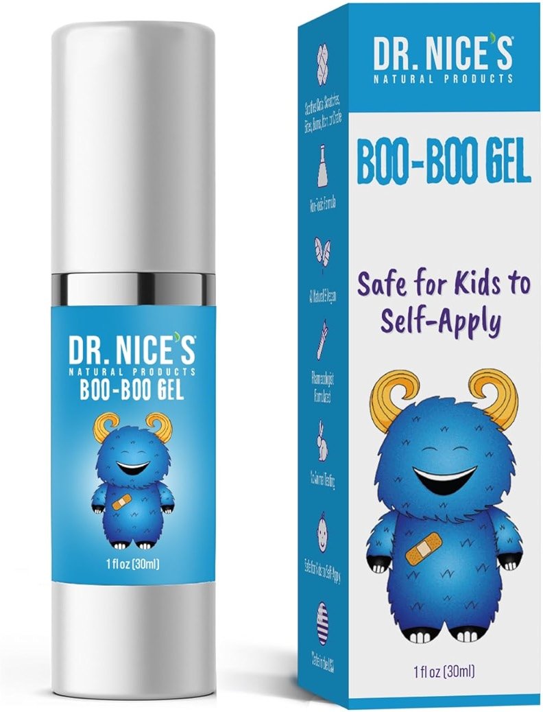 Boo Boo Gel for Kids by DR. NICE'S – First Aid Hydrogel for Cuts, Scrapes, Minor Burns, Blisters, Chafing & Skin Irritations, Cooling & Soothing Skin  Repair Gel, Made in USA, 01 fl oz - Product Image