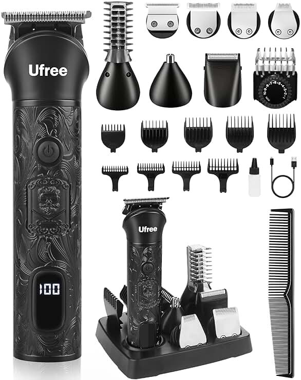 Ufree Beard Trimmer for Men, Electric Razor Shavers, Cordless Hair Clippers, 7 in 1 Beard Grooming Kit for Mustache, Body, Nose and Facial, Gifts for Men - Product Image