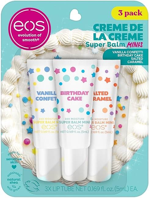 eos 24H Moisture Super Balm Minis- Crème de la Crème, Limited-Edition Lip Mask, Lip Mask, Made for Sensitive Skin, Shea Butter, Variety Pack, 0.169 fl oz, 3-Pack - Product Image