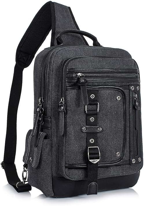 Schkleier Messenger Bag for Men Canvas Sling Bag Crossbody Backpack Laptop Shoulder Bag Hiking Daypacks Casual Tactical - Product Image