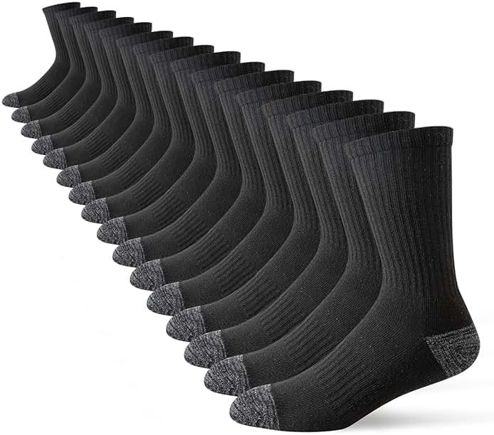 JOYNÉE 8 Pairs Mens Crew Cushion Socks Work Athletic Running Socks Casual Breathable Socks for Men,Sock Size:10-13 - Product Image
