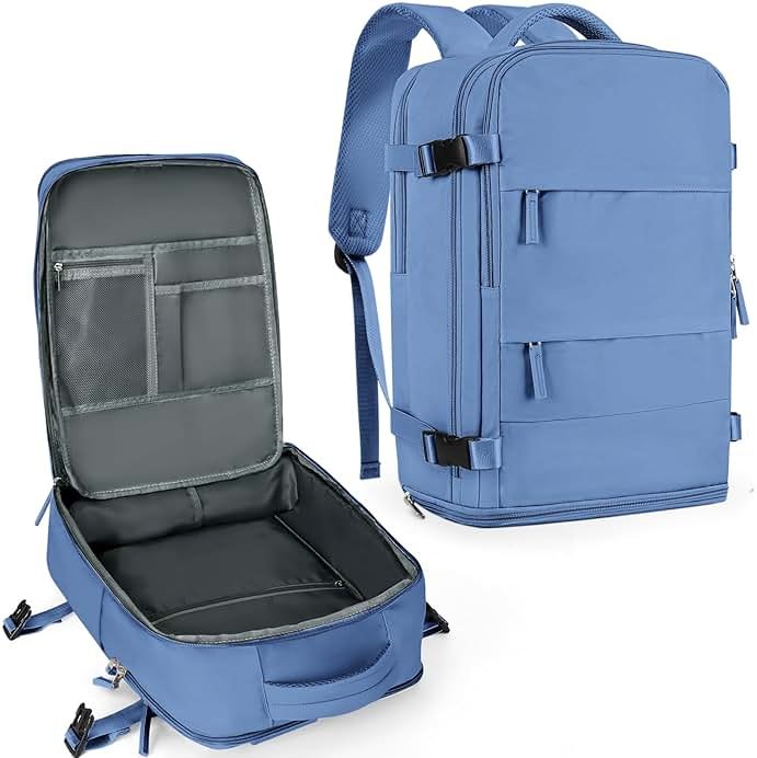 coowoz Travel Backpack for Women Men,Carry On Backpack,Hiking Backpacks Outdoor Sports Rucksack Casual Daypack Travel Essentials Sky Blue - Product Image