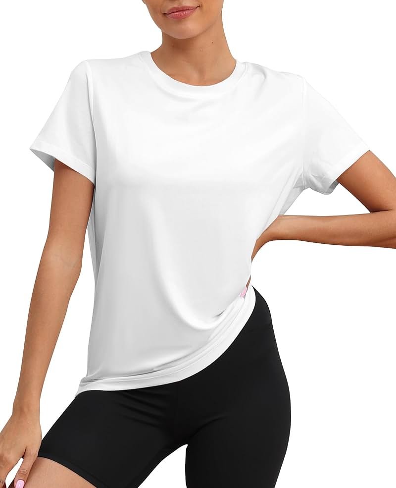 KevaMolly Workout Tops for Women UPF50+ Breathable Loose Fit Yoga T Shirts Short Sleeve Running Gym Athletic Tee Top - Product Image