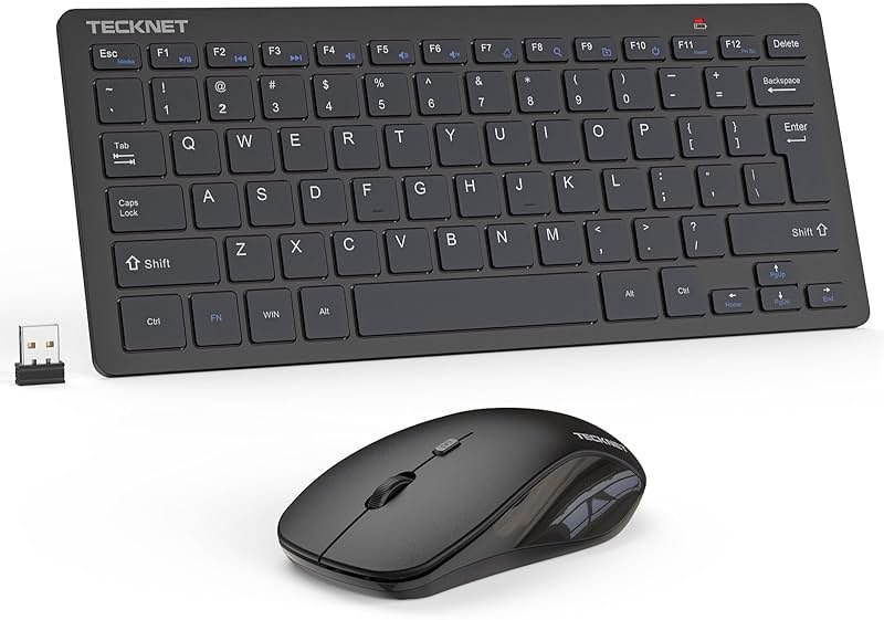 TECKNET Wireless Keyboard and Mouse Combo, Mini Cordless Computer Keyboard and Mouse Set 2.4GHz, Silent Adjustable 1600 DPI, Quiet Click, Lag-Free for Computer, Laptop, PC, Windows, Mac, Chrome OS - Product Image