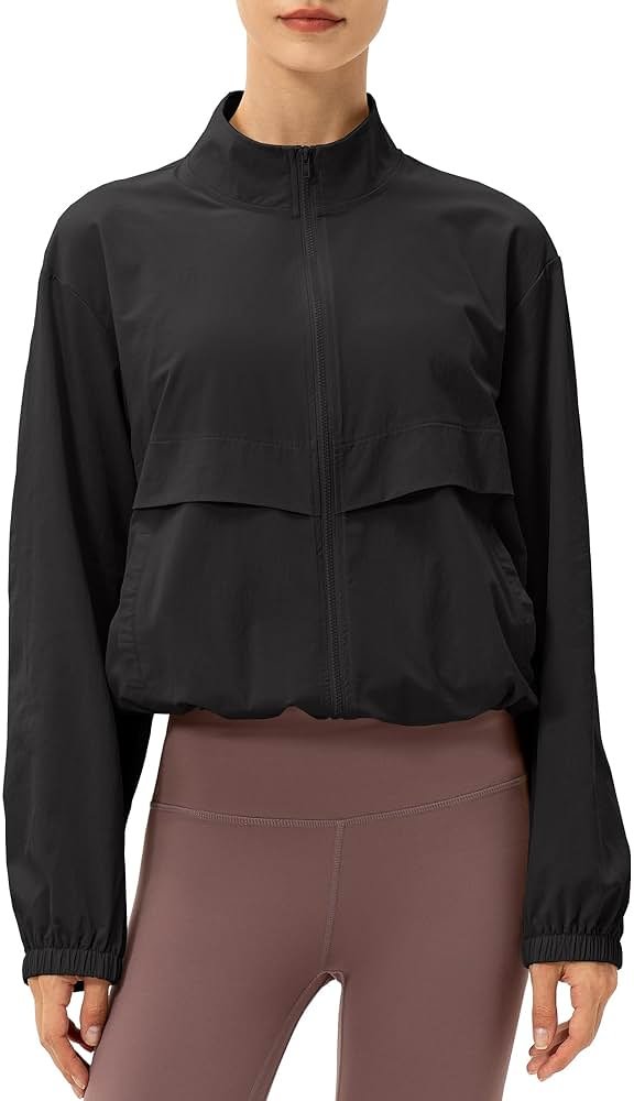 Gacaky Women's Lightweight Athletic Jacket Sun Protection Full Zip Long Sleeve Shirts Workout Track Jackets with Pocket - Product Image