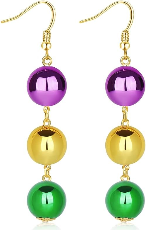 Mardi Gras Earrings Mardi Gras Beaded Mask Dangle Earrings for Women, Pendientes De Carnaval,Carnival Parade Jewelry Holiday Gifts - Product Image