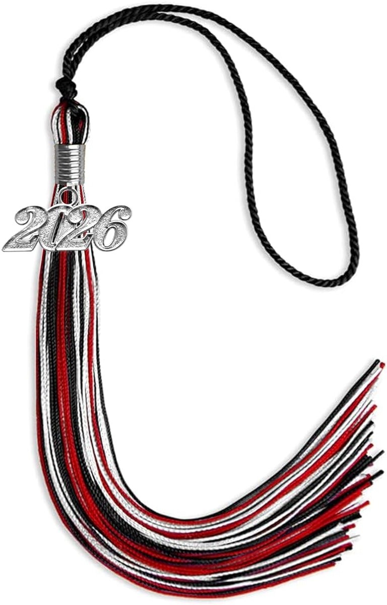 Endea Graduation Mixed Triple Color Tassel with Silver Date Drop - Product Image