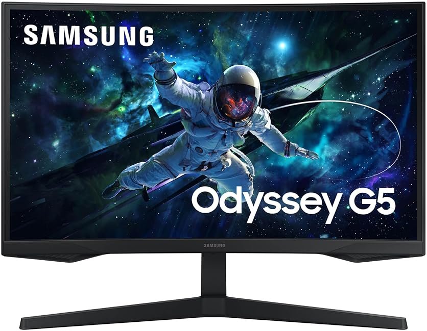 Samsung 27-Inch Odyssey G55C Series QHD 1000R Curved Gaming Monitor, 1ms(MPRT), HDR10, 165Hz, AMD Radeon FreeSync, Eye Care, LS27CG552ENXZA - Product Image