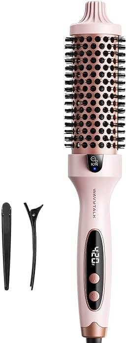 Wavytalk Thermal Brush Blowout Boost 1.5″ Heat Round Brush for Blowout Look | Negative Ion Technology, Tourmaline Ceramic, 5 Temperature Settings Dual Voltage, Less Damage, Sakura Pink - Product Image