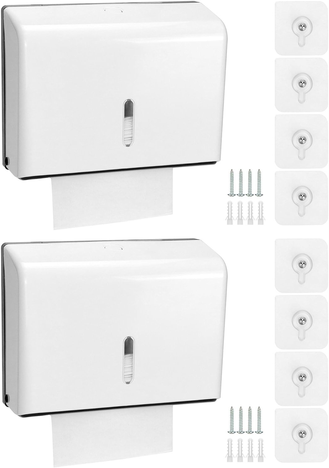 QWORK Wall Mount Paper Towel Dispenser 2 Pack – Tri-Fold Holder with Lock for Bathroom, Kitchen & Office - Product Image