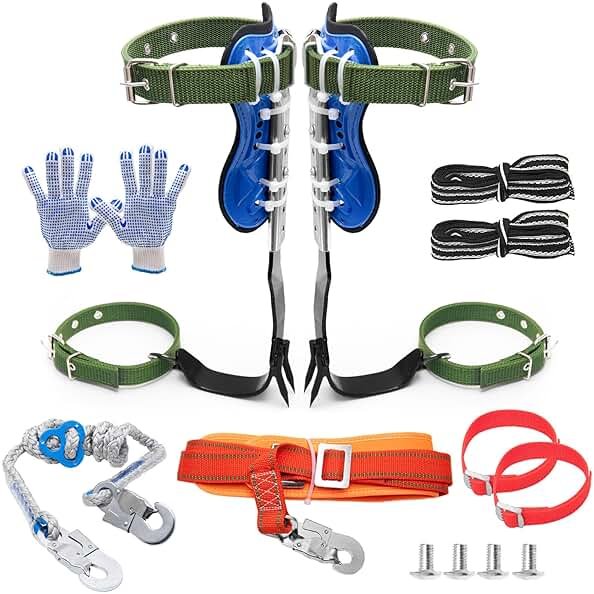 MAHOOMMAKH Tree Climbing Spikes, Tree Climbing Gear with Adjustable Climbing Belt- Tree Climbing Equipment for Tree Work, Picking Fruit, Outdoor - Product Image