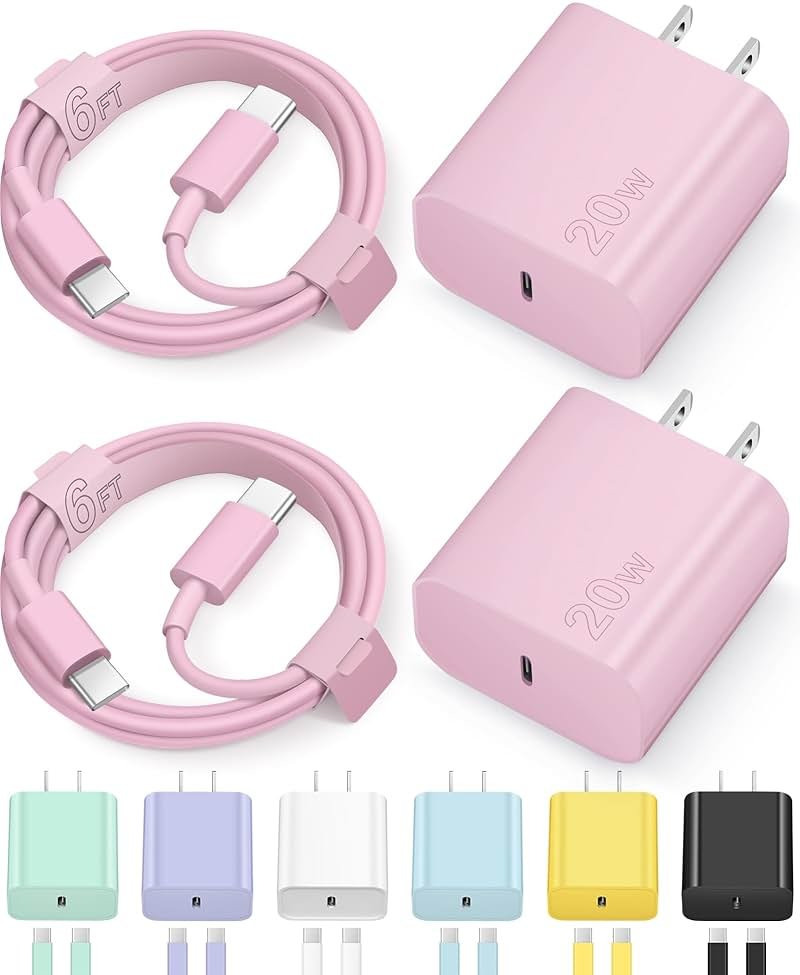 Novobit iPhone Charger, Fast Charging USB Type C ,Charge Block for iPhone 16,16 Plus, 16 Pro Max, 15, 15 Pro Max, iPad Pro/AirPods , Pink - Product Image