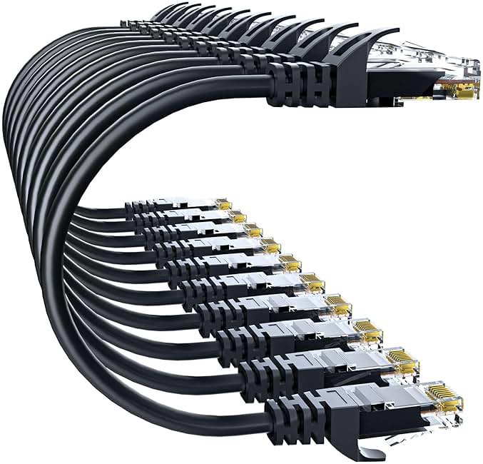 10Gsupxsel Cat 6 Ethernet Cable 3FT 10Pack, Cat6 Ethernet Patch Cable 10Gbps, High-Speed UTP Cat6 Network Cable Pure Copper, Cat 6 Cable for Home and Office Network, Black - Product Image