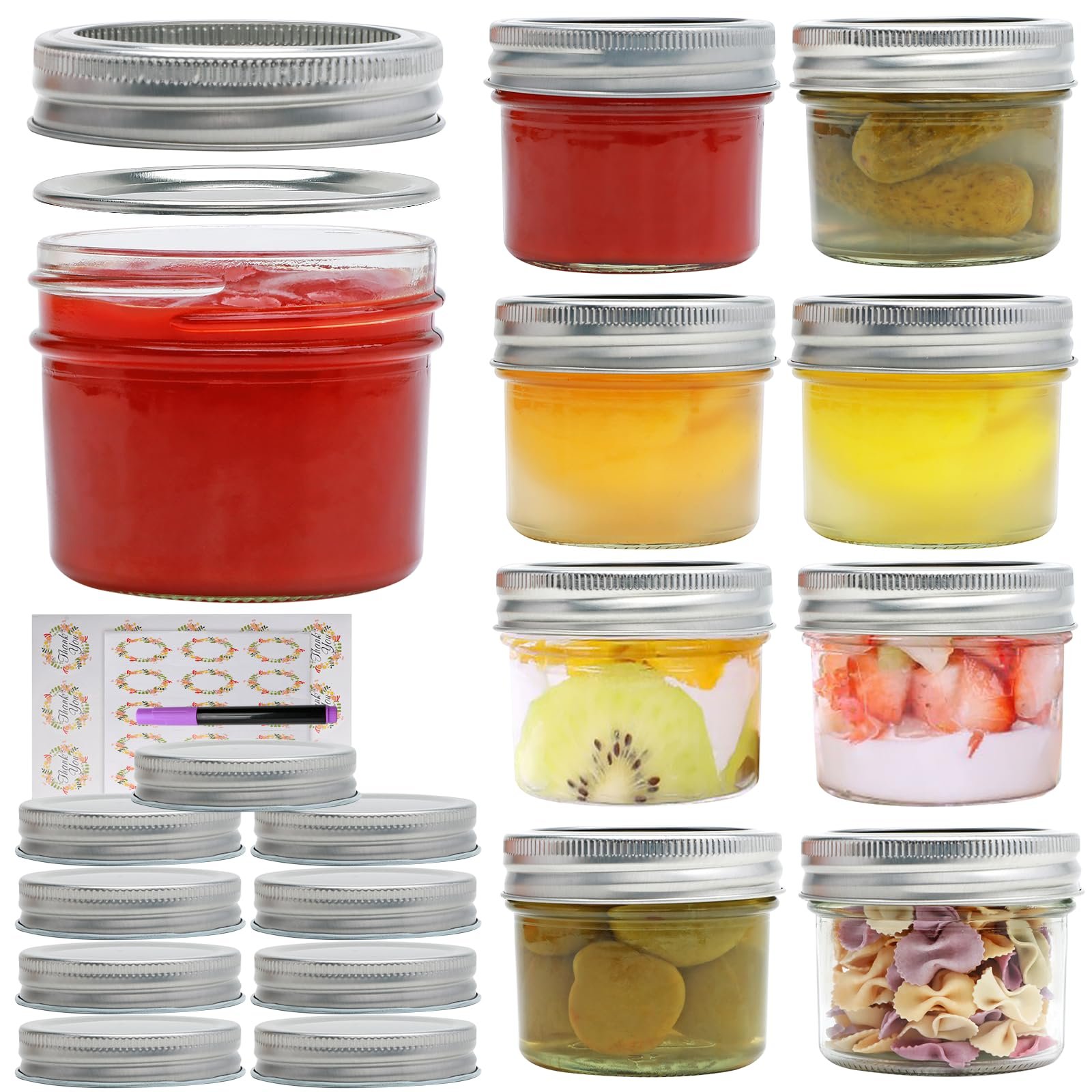 Brajttt 4oz Small Mason Jars, 9 Pack Glass Mason Jar with Regular Lids,Mini Jam Jars for Jelly, Jam, Honey, Dessert, Spice, Wedding Favor - Product Image