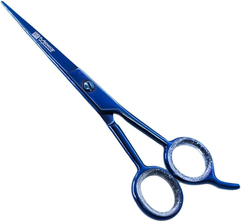 Macs Professional Hair Cutting Scissors,6.5 Inch Hairdressing Scissor, Premium Stainless Steel Razor with Sharp Edge Blade & Salon Scissors, for Men, Women, Barber, Kids, Adults, (Blue Titanium) - Product Image