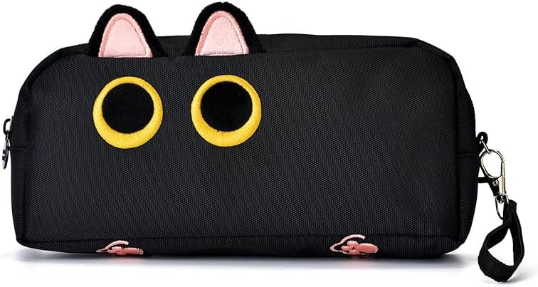 Hongdian Large Capacity Pencil Case, 3D Cat Pen Bags Pencil Pouch Organizer for Office College School - Product Image