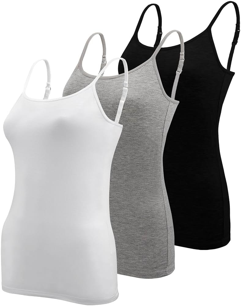 BQTQ 3 Pcs Womens Camisole Tank Top Spaghetti Strap Camisoles Ladies Undershirts - Product Image