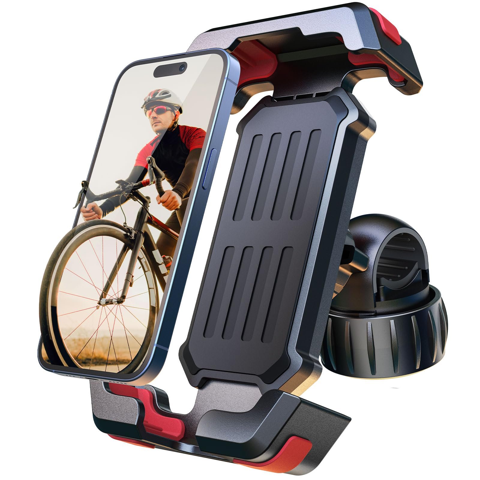 Pnitri 2025 New Upgraded Bike Phone Holder Handlebar - 1S Quick Install, Motorcycle Phone Mount, Bicycle Phone Holder fit Large Phone Case for iPhone Samsung, Dirt Scooter Mini Bike Accessories - Product Image