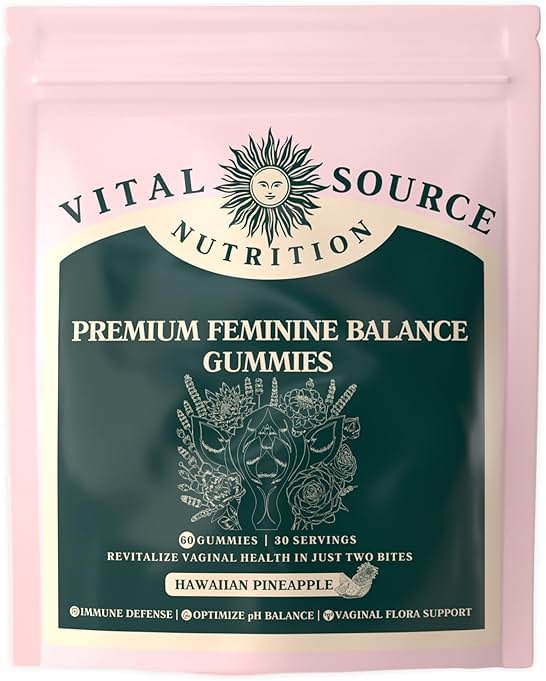 Vital Source Nutrition Vaginal Probiotic Gummies for Women - pH Balance and Immune Defense, Support Healthy Odor and Vaginal Flora - Vegan, Gluten-Free - Hawaiian Pineapple - 60 Gummies - 30 Servings - Product Image