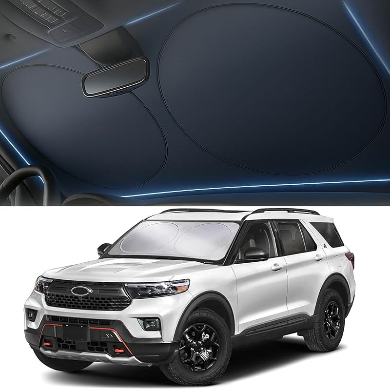 Foldable Car Windshield Sun Shade – 280T Thickened Reflective UV & Heat Shield with Storage Bag, Keeps Interior Cool, Universal Fit for Sedans, SUVs & Trucks – Medium (64" x 32") - Product Image