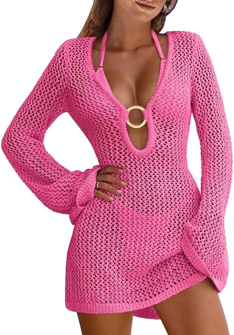 ANRABESS Women Beach Crochet Cover Ups Summer Knit Swimwear Mesh Bathing Suit Hollow Out Dress 2026 Vacation Swimsuit - Product Image