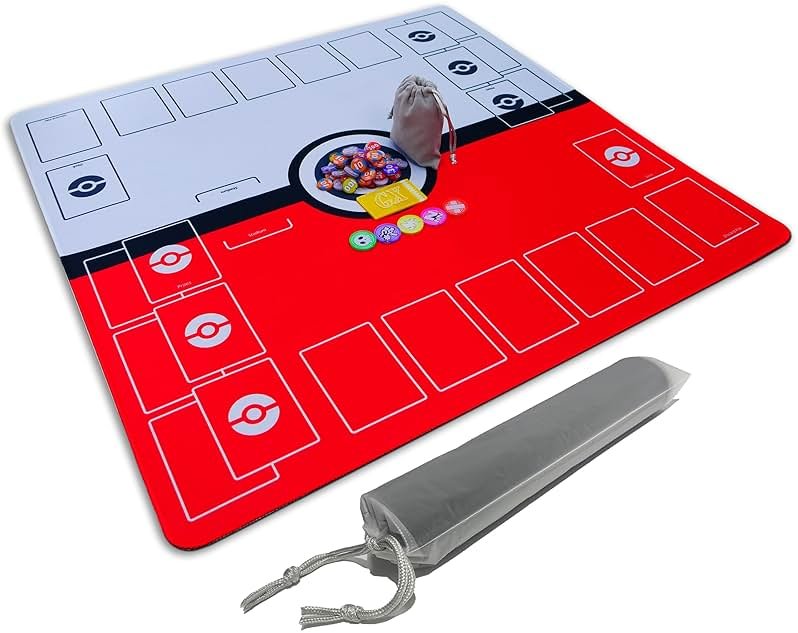 Extalas Playmat for Trading Card Game – 2-Player Trainer Mat with 31 Damage Counters and Professional Storage Bag - Product Image
