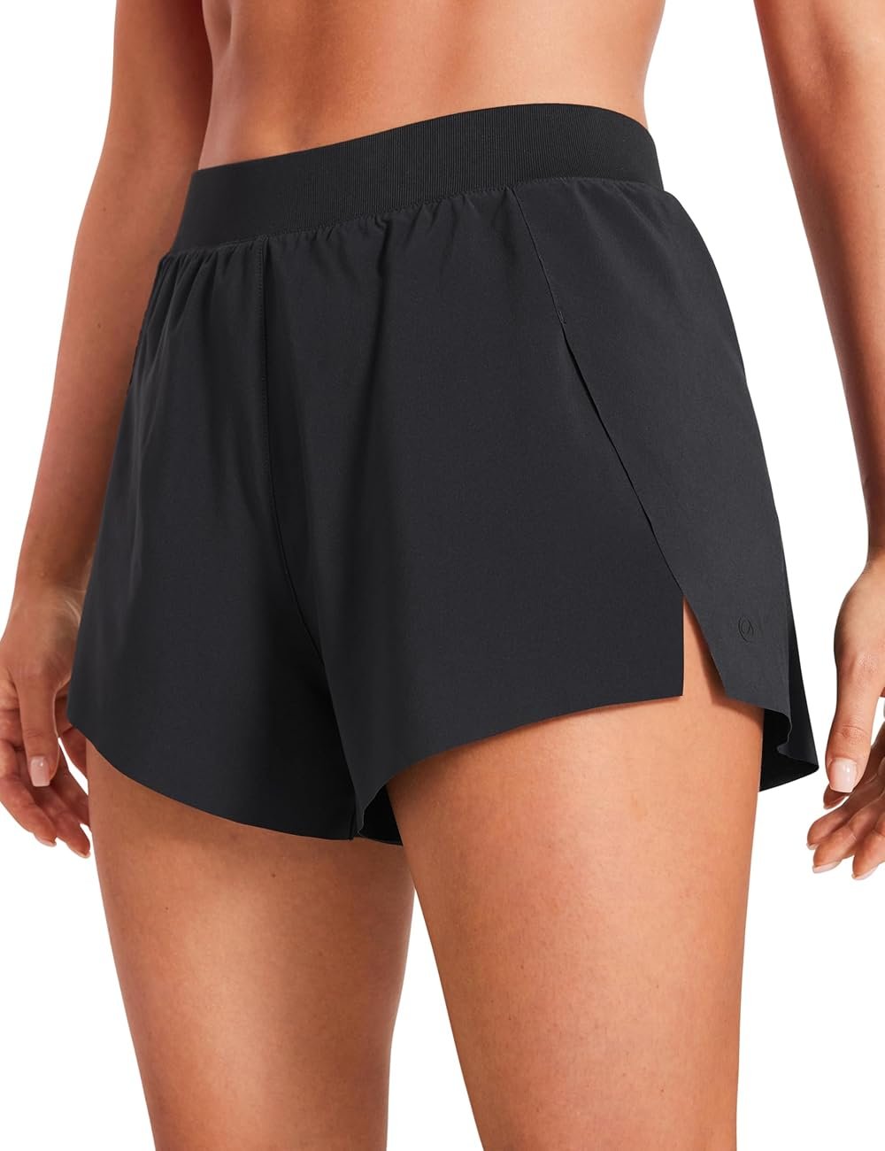 CRZ YOGA V Split Running Shorts for Women 2.5" - High Waisted Workout Athletic Gym Track with Liner Breathable Quick Dry - Product Image