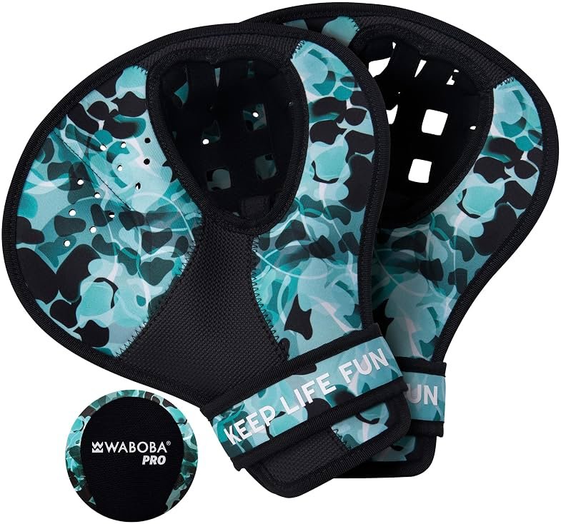 Waboba Catch Water Gloves Pro Water Bouncing Ball Set - for Beach Games & Swimming Pool Toys – 2 Baseball Style Mitts for Catching Water Balls – One Size Ambidextrous Design, Black - Product Image
