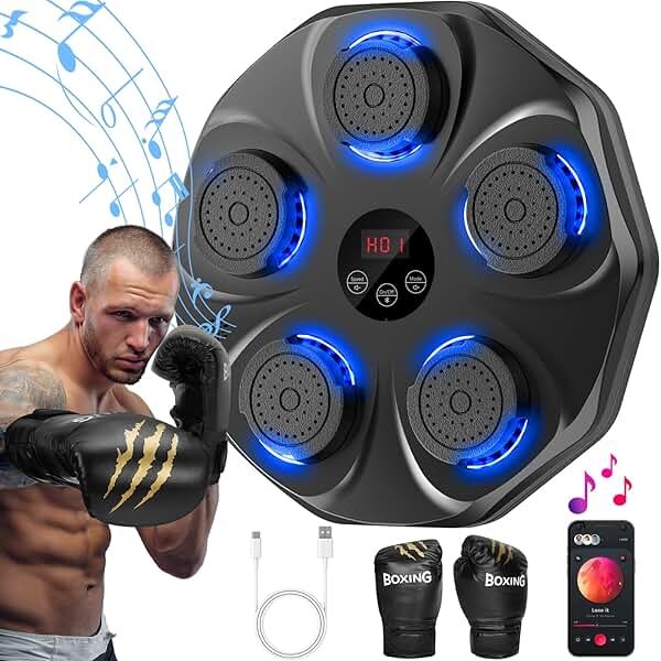 TGLLM Music Boxing Machine, Interactive Punching Trainer with Boxing Gloves, Large Size Wall Mounted Electronic Boxing Target for Adult Kids, 9 Modes & 9 Speeds - Product Image