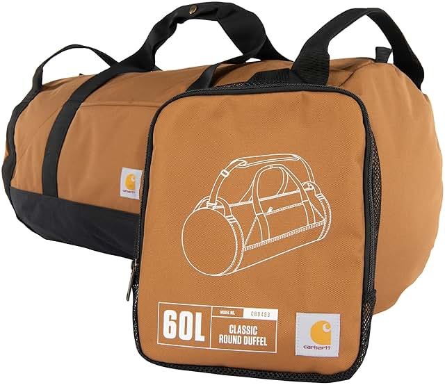 Carhartt Classic Round Duffel with Utility Pouch, Heavy-Duty, Water-Resistant Packable Gear Bag for Jobsite, Gym, and Travel - Product Image