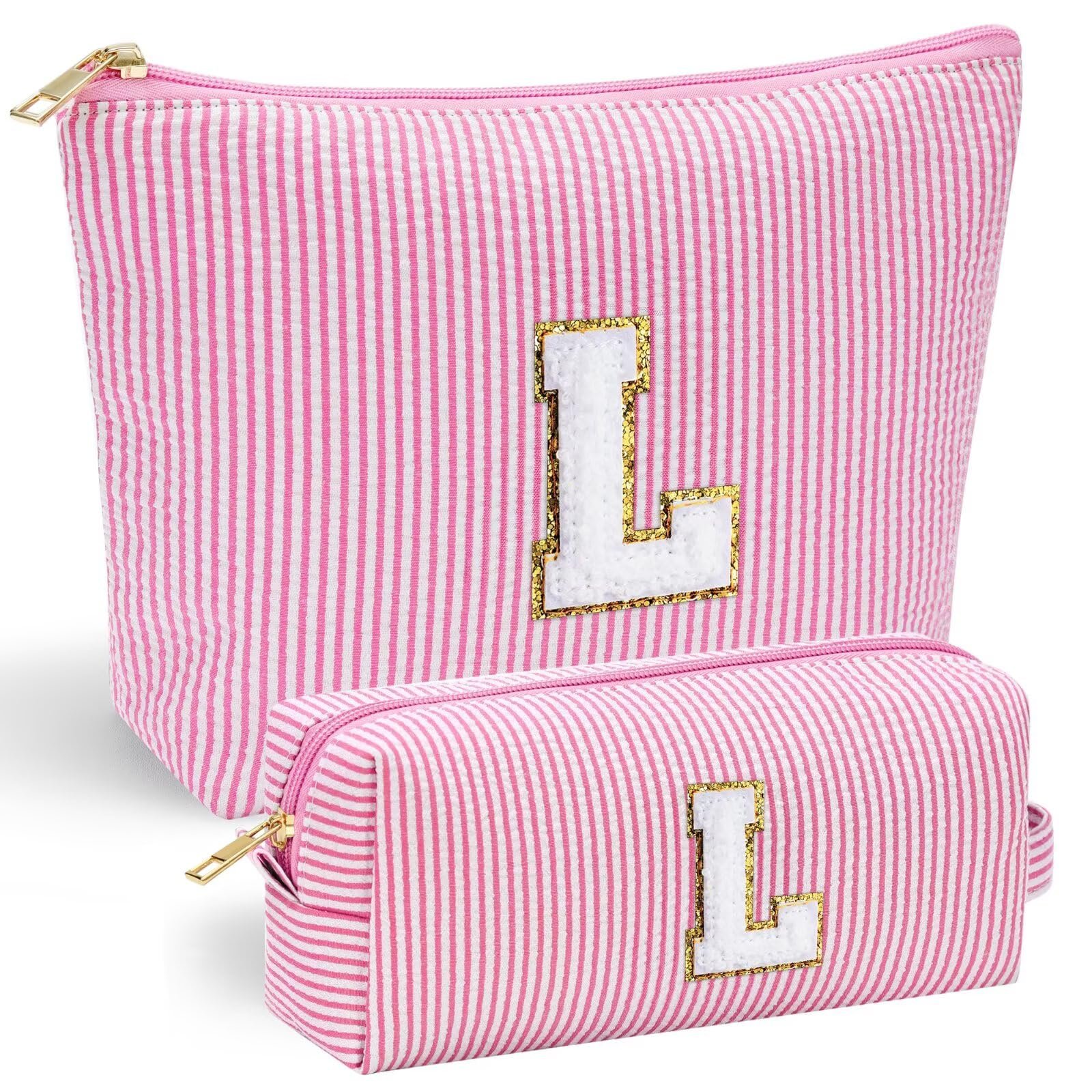 YOOLIFE Birthday Gifts for Kids Teen Girl Gift for Girls, Pink Makeup Bag Cosmetic Bags Daughter Sister Birthday Gift for Girls Women Teacher Gifts Preppy Makeup Bag L - Product Image
