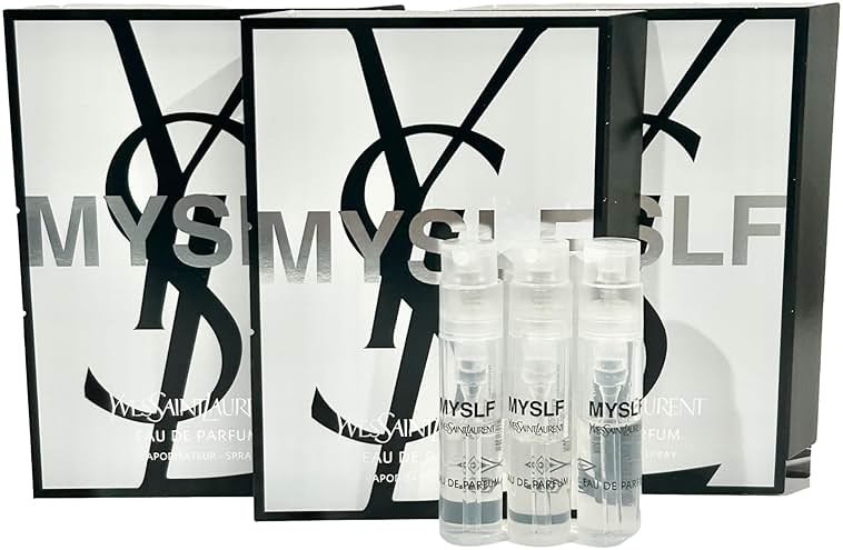 YVES SAINT LAURENT MYSLF YSL Sample Spray Perfume Trial Size Partially Filled Vials 1.2 ml / 0.04 fl oz (set of 3), Black - Product Image