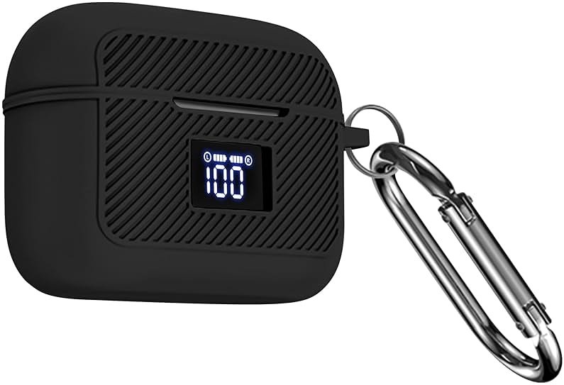 Geiomoo Silicone Case for TOZO Tonal Fits T21, T20, Protective Cover with Carabiner (Black) - Product Image