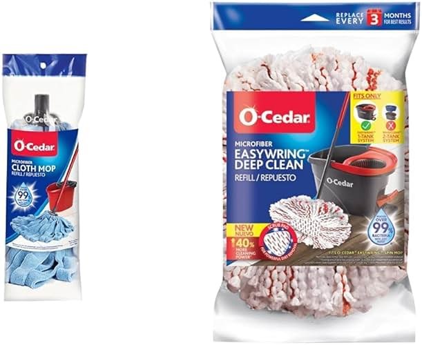 O-Cedar Microfiber Cloth Mop Refill, Blue & EasyWring Deep Clean (1-Pack) | 40% More Cleaning Power | Compatible With O-Cedar EasyWring Spin Mop & Bucket System - Product Image