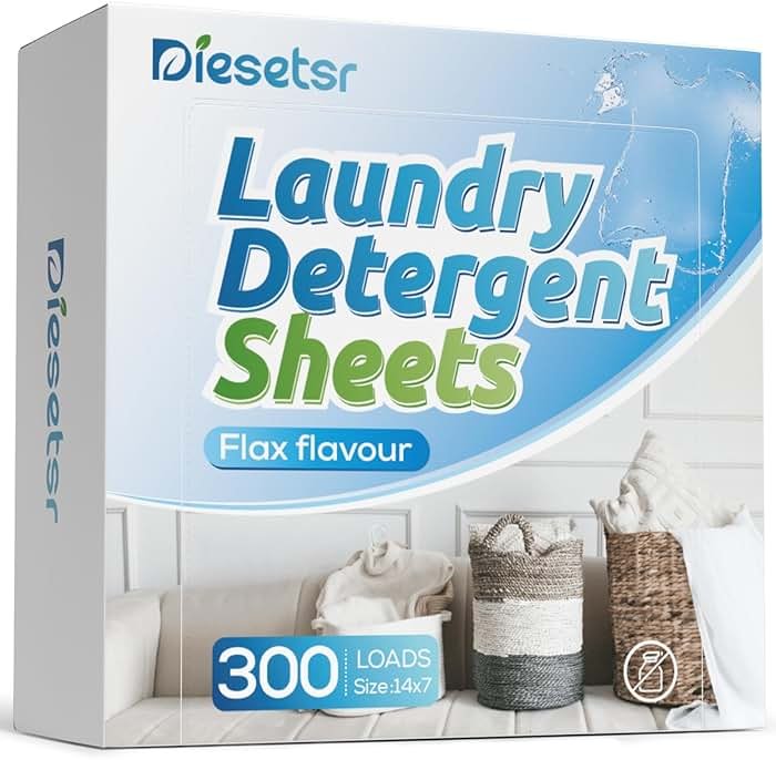 Diesetsr Laundry Detergent Sheets 150 Counts Travel Laundry Sheet ECO-friendly, 300 Small Loads Plastic-Free Clothes Washing Soap- Laundry Sheet Fresh Linen - Product Image