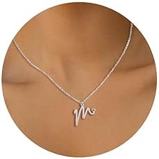 HSWYFCJY Initial Necklace for Women,14K Gold Dainty A-Z Letter Pendant with Heart Choker Necklace Jewelery Gifts,Personalized Cursive Cute Tiny Initial Pendant Necklace for Girls - Product Image