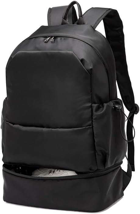 seyfocnia Gym Backpack for Men,Waterproof Travel Backpack With Shoe Compartment Lightweight Sports Gym Bag Casual Daypack-Black - Product Image