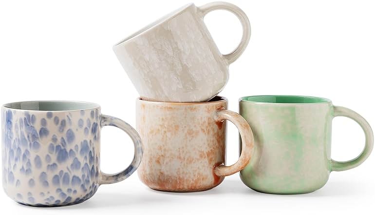 MONITO 12 OZ Coffee Mugs Set of 4, Modern Ceramic Coffee Mugs Set with handle for Tea/Latte/Cappuccino/Milk/Cocoa. - Product Image