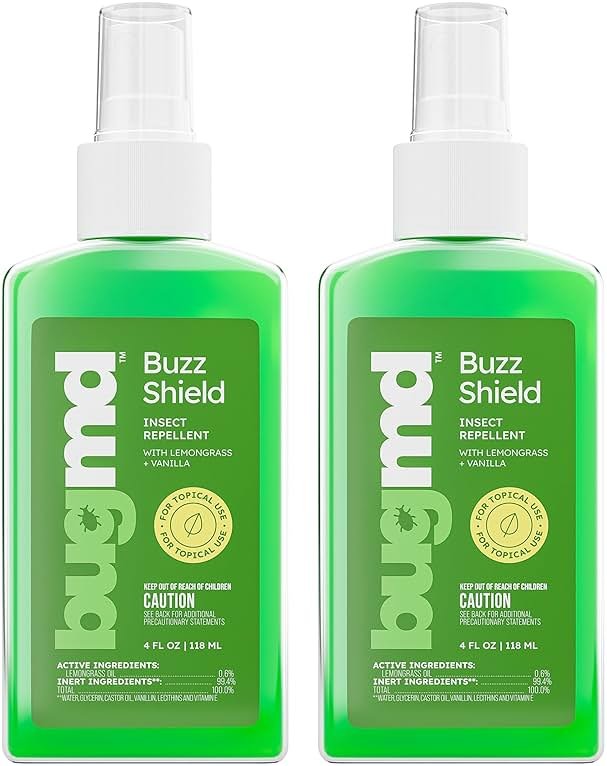 BugMD Buzz Shield - Mosquito and Insect Repellent Spray for Body and Home, Indoor & Outdoor Use, DEET-Free, Tick Repellent, Safe Bug Spray for People (2-Pack) - Product Image