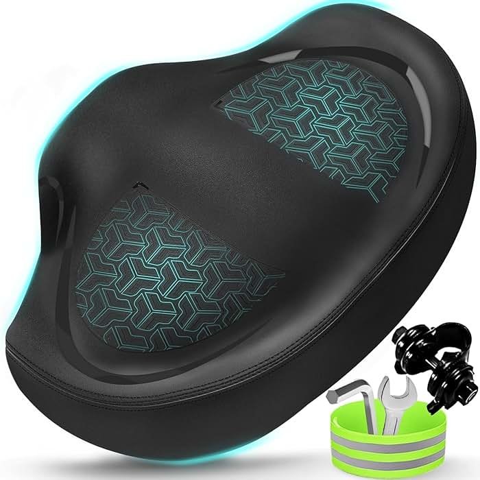 Noseless Bike Seat Cushion for Men & Women - Extra Padding & Comfort Wide Bicycle Seat, Oversized Comfortable Saddle for Peloton Bikes, Exercise Bikes, Electric Bikes, Cruiser Bikes - Product Image