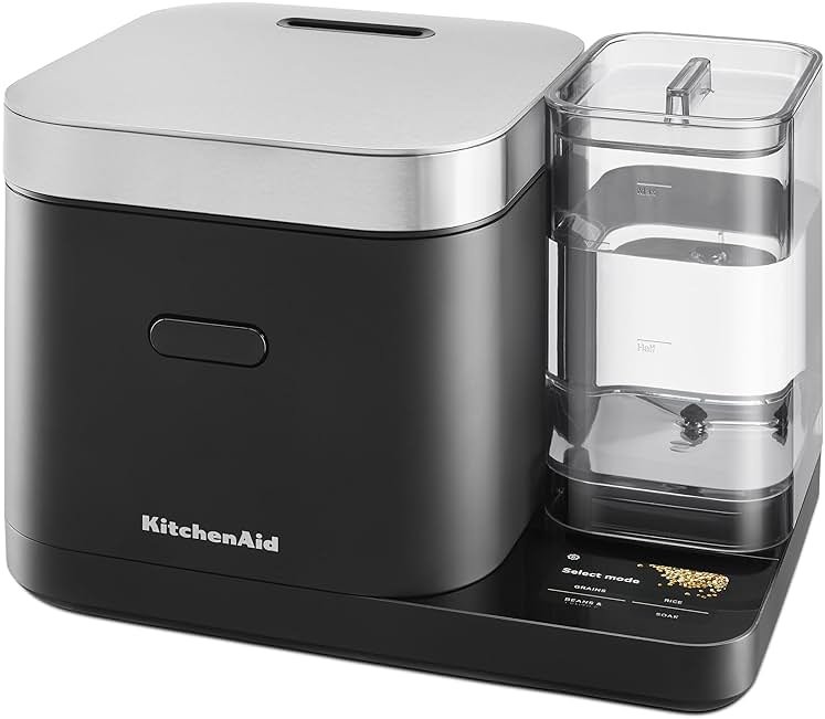 KitchenAid Grain and Rice Cooker 8 Cup with Automatically Sensing Integrated Scale + Water Tank, KGC3155, Black Matte - Product Image