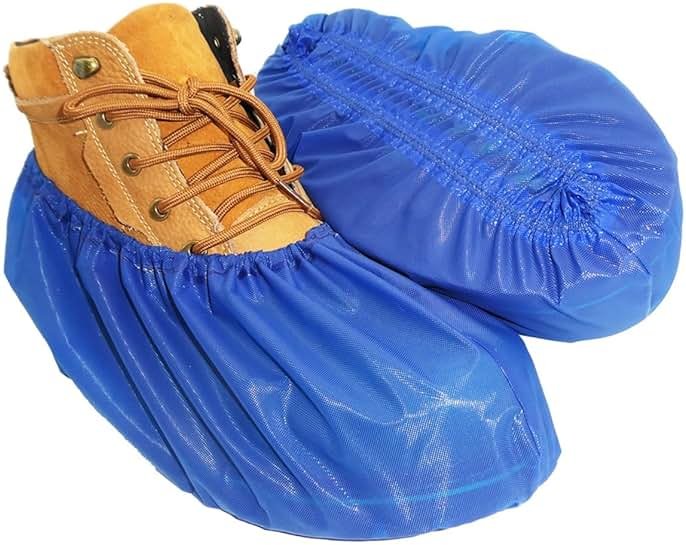 Shoe Covers, Disposable Shoe Covers, Plastic Shoe Covers, Durable Waterproof Non-Slip Shoe Covers, New Designed Shoe and Boots Covers for Indoor and Outdoor, Construction Site, Hikers, - Product Image