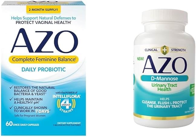AZO Complete Feminine Balance Daily Probiotics for Women & D Mannose Urinary Tract Health, Cleanse, Flush & Protect The Urinary Tract - Product Image