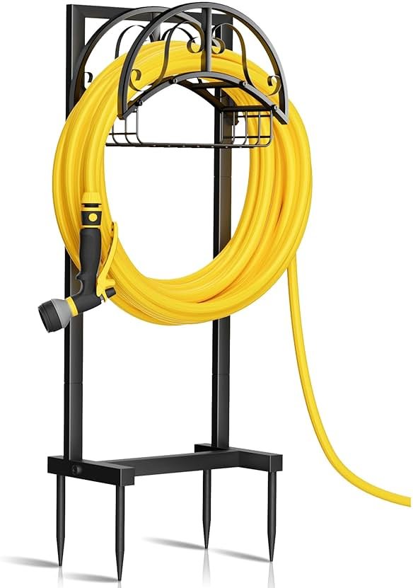 Yalivon Garden Hose Holder Freestanding, Water Hose Holder Hose Hanger Heavy Duty Metal Hose Stand Holds 160-feet Hose, Outdoor Hose Organizer Sturdy Garden Hose Storage Rack for Outside - Product Image